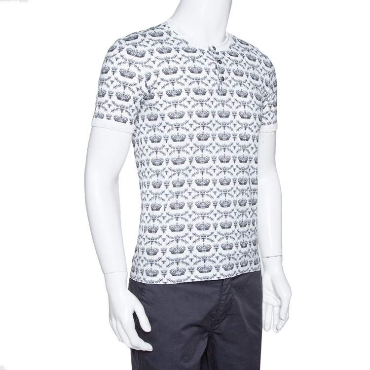 White Patterned Henley